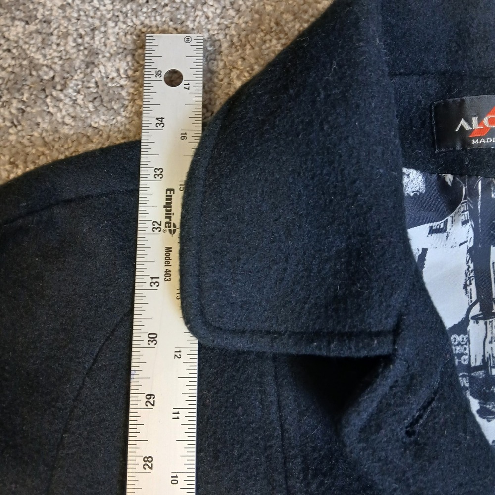 Alorna Black Wool Blend Car Coat Vintage Graphic Lining Made in USA Womens L - Picture 9 of 10